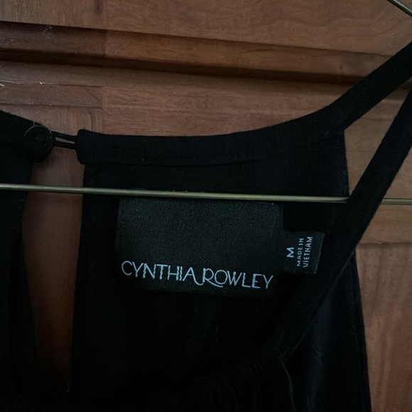 Women’s short black dress. Elastic waist key hole with button in back. Size M - Picture 2 of 4